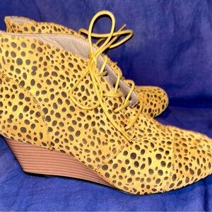 Leopard Print Wedge Ankle Boots